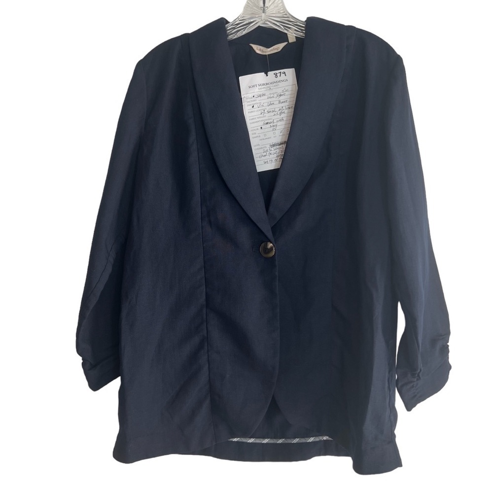 SOFT SURROUNDINGS Vici Linen Blend Blazer in Navy Blue Size XS — NWT - Picture 4 of 10